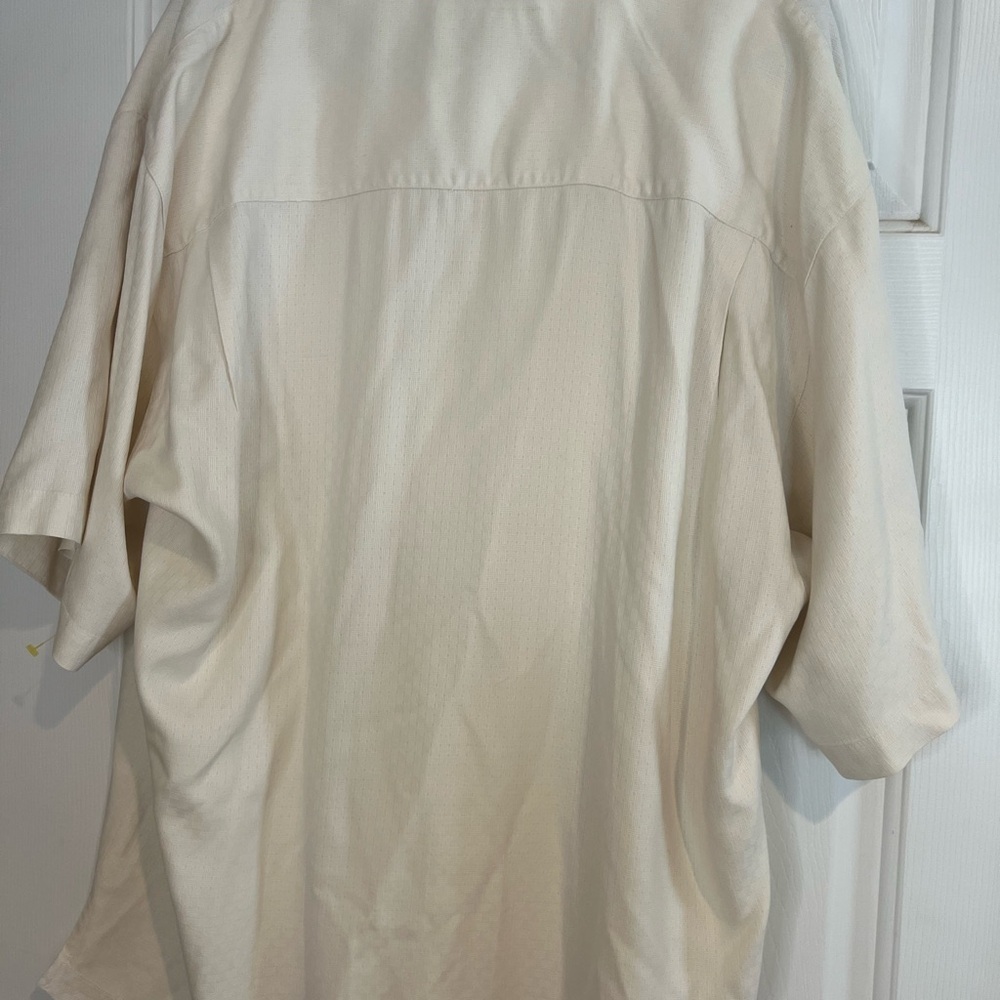 Tommy Bahamas 100% Silk Classic Cream Button-Up Shirt - Picture 4 of 4